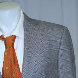 Giliberto New York Bespoke Gray Plaid Two Button Sport Coat 40L